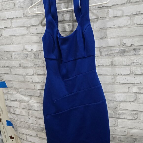 Guess Women Blue Dress Party Tank with High Neck Wrap Size 0‎ - Picture 4 of 6